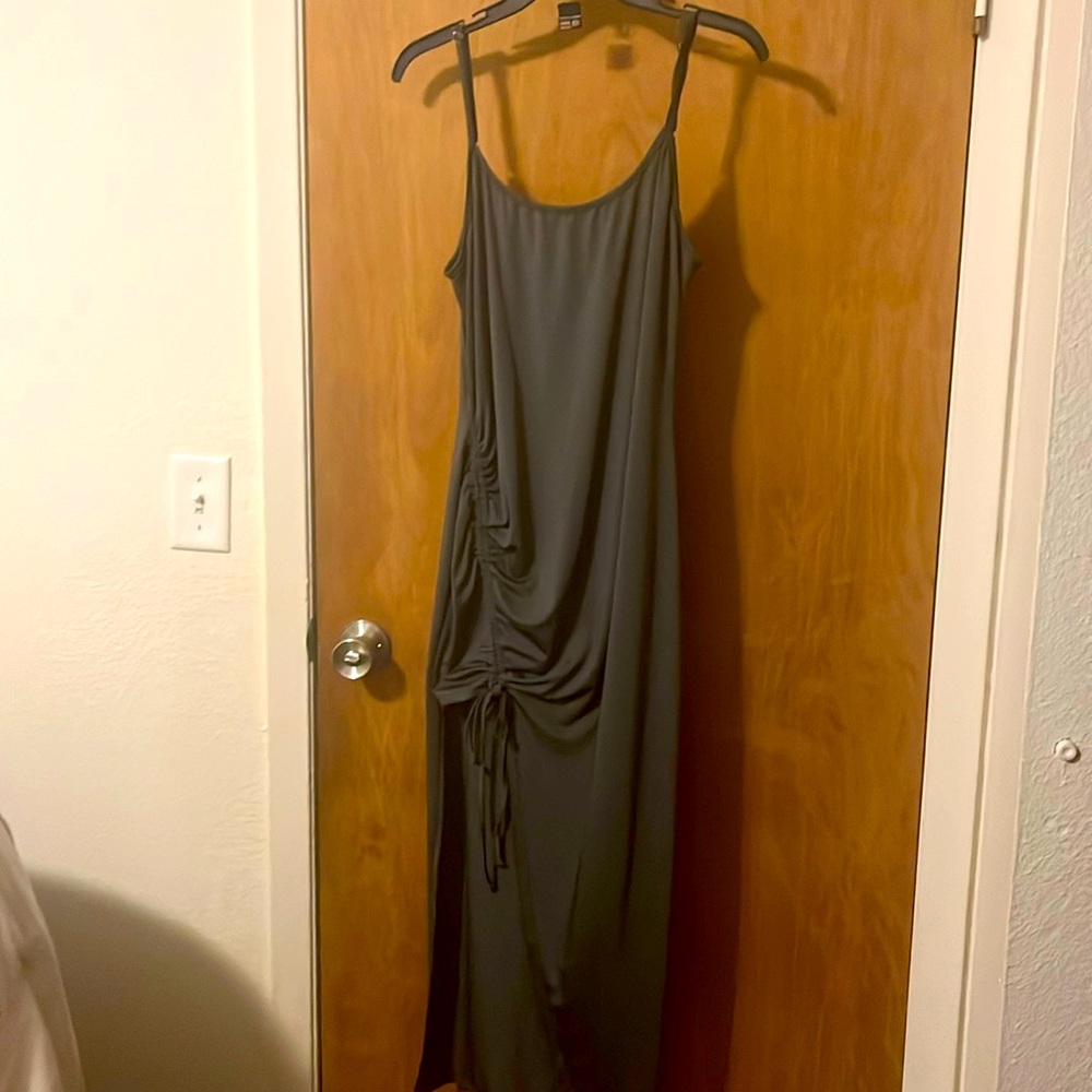 Grey body con slit dress